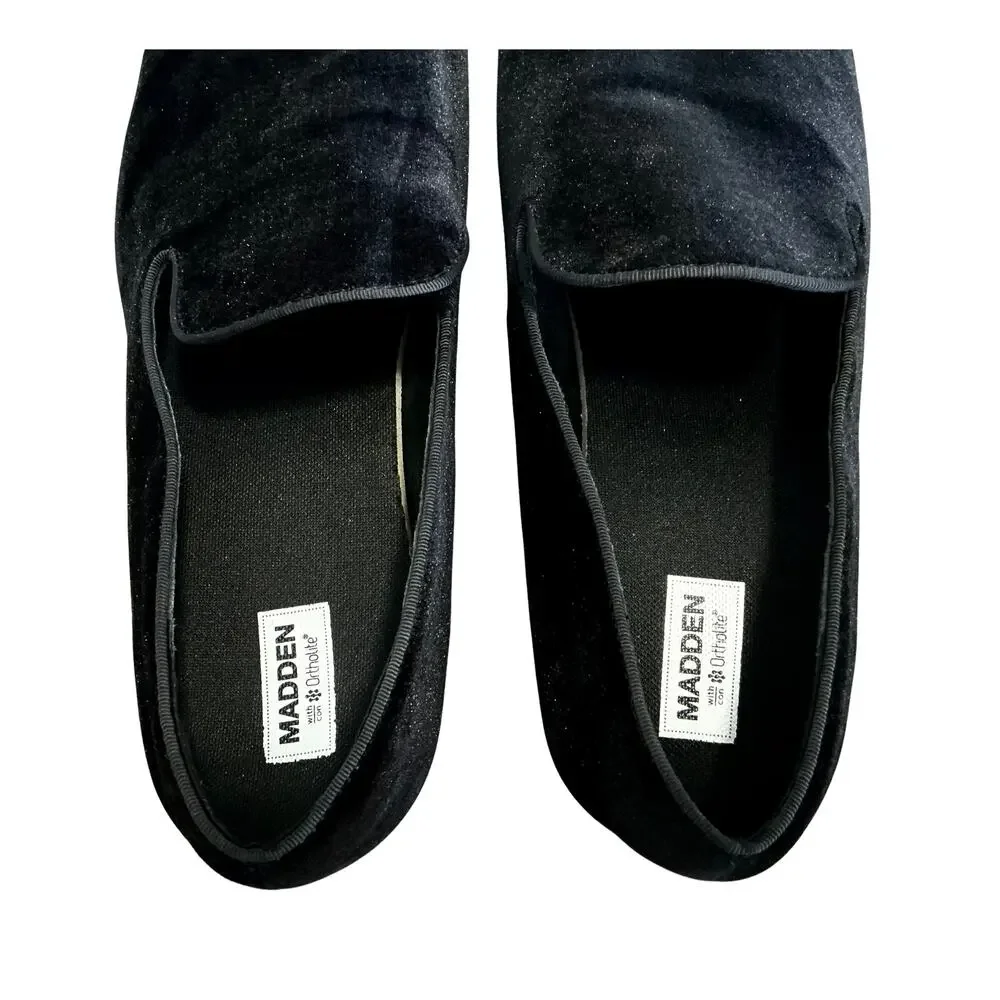 Steve Madden Ortholite Lined Black Soft Velvet Slip-On Formal Loafers Men’s 14M